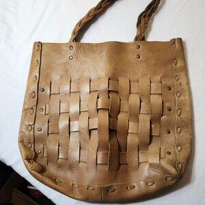 Vtg Leather Tote Bag